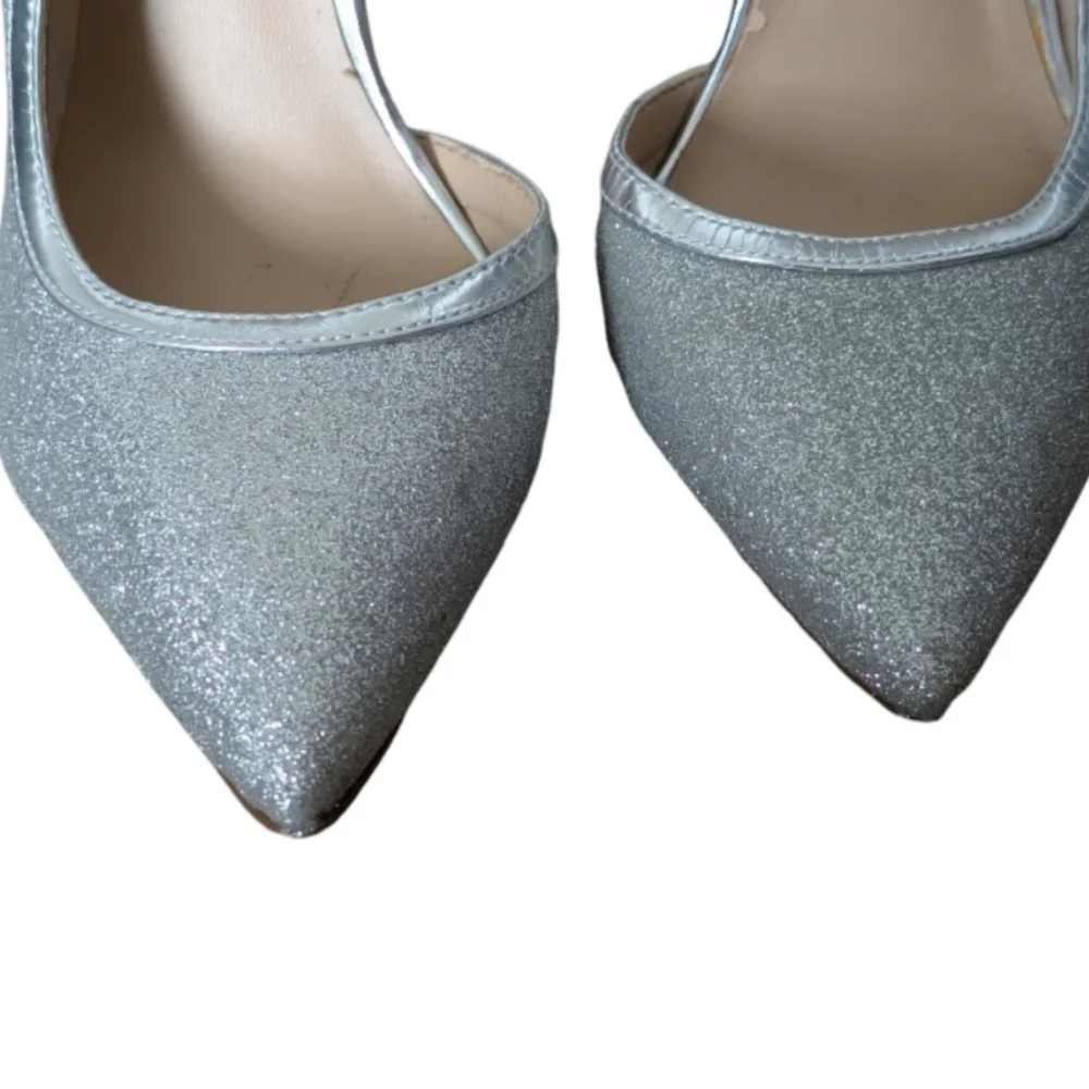 Steven by Steve Madden Whiskey Silver Glitter D'Orsay Pointed Toe Heels Size 9